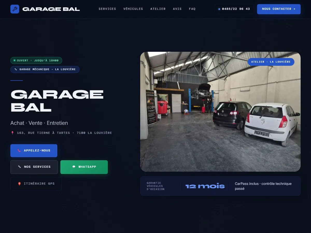 Site Garage Bal réalisé par Master IA